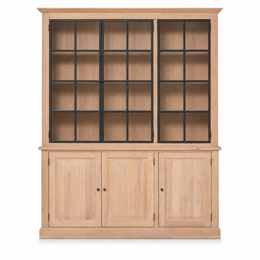 Wexford Vitrine - Natureiche mit 3 Glas Paneel Türen