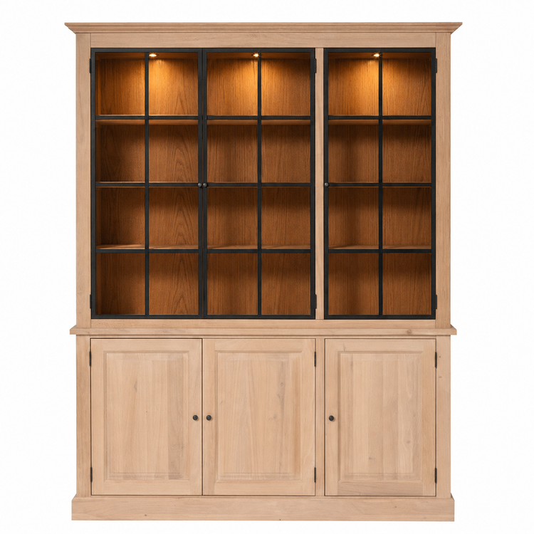 Vetrina Wexford - 3 Ante a Pannello in Vetro - Rovere Naturale