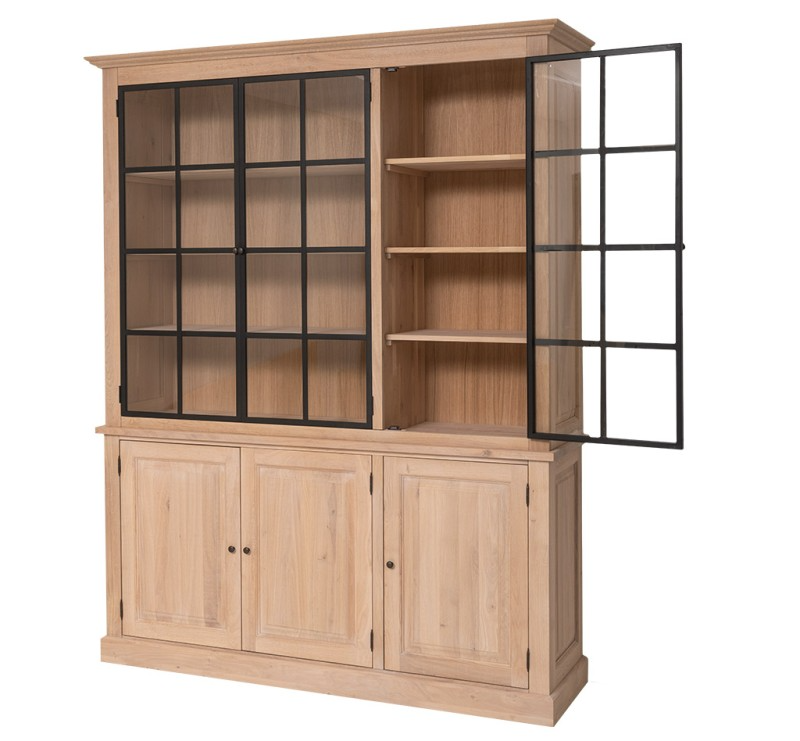 Wexford Display Cabinet - Natural Oak with 3 Glass Panel Doors | Marcottestyle