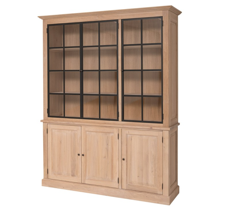 Wexford displaykast - Natuurlijke eik met 3 glazen paneeldeuren | Marcottestyle
