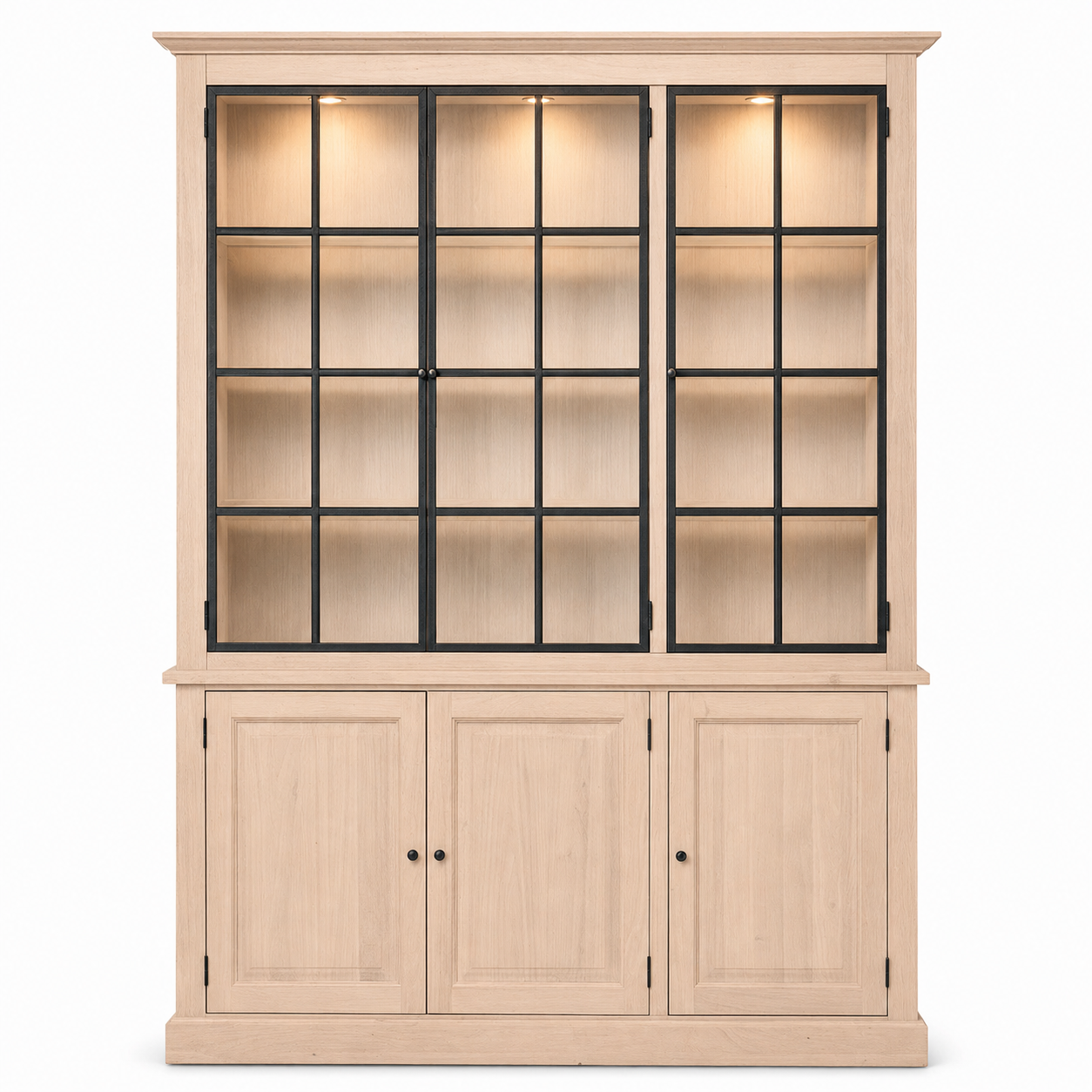 Display Cabinet Wexford - 3 Glass Panel Doors - White Oiled Oak