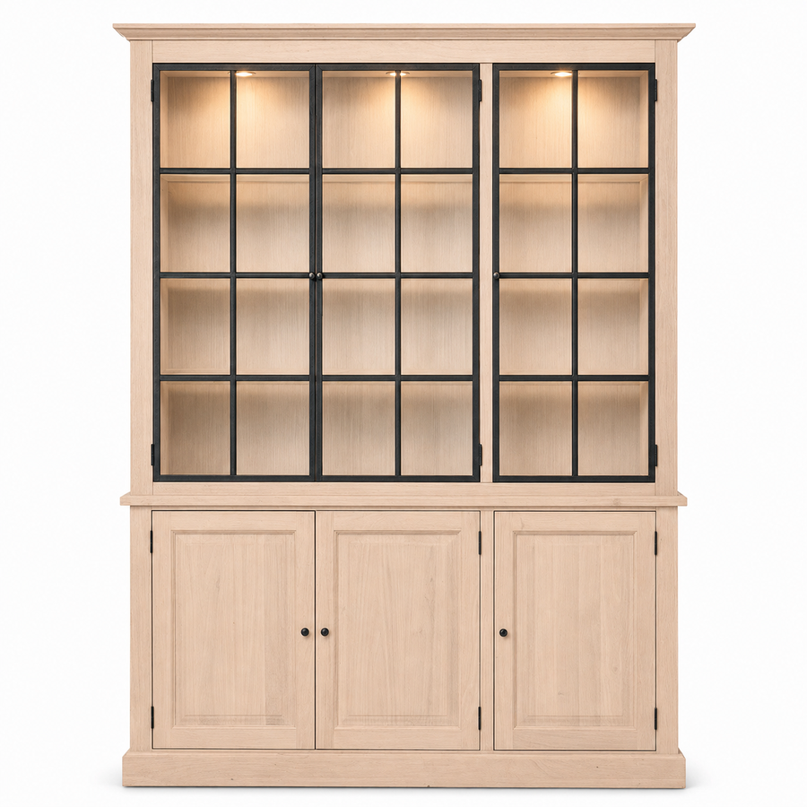 Display Cabinet Wexford - 3 Glass Panel Doors - White Oiled Oak