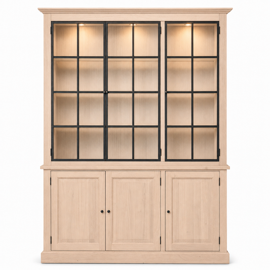 Wexford Vitrine - Weißeiche mit 3 Glas Paneel Türen