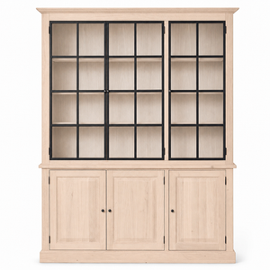 Display Cabinet Wexford - 3 Glass Panel Doors - White Oiled Oak