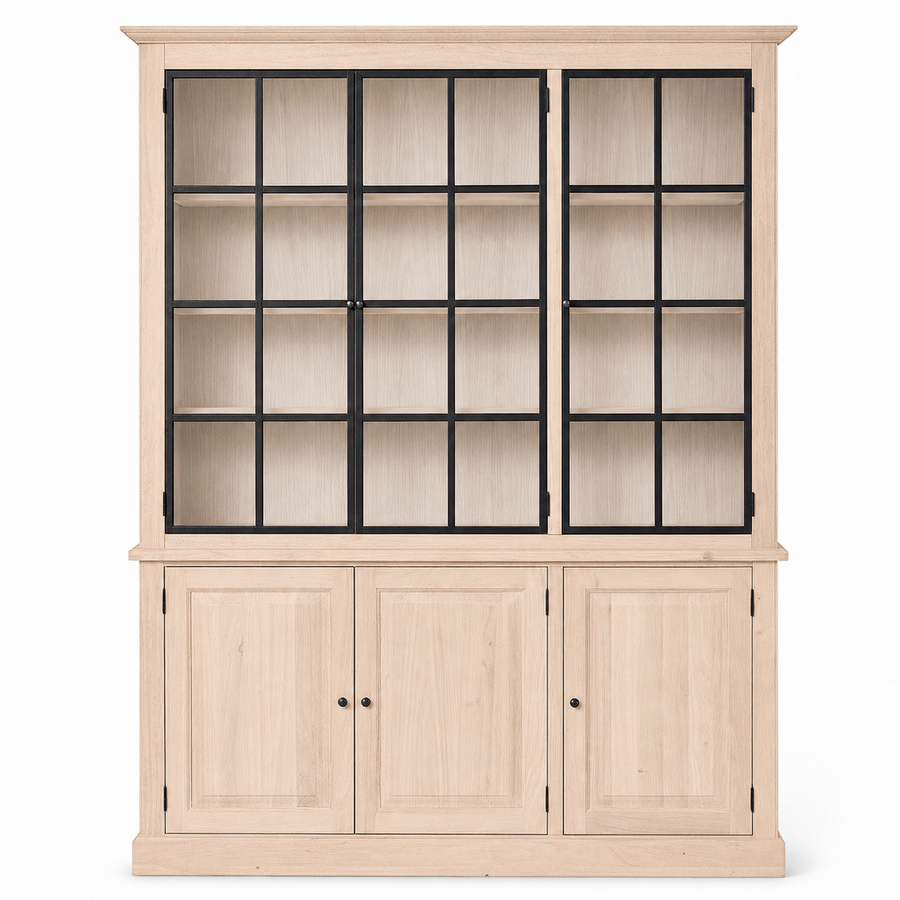 Display Cabinet Wexford - 3 Glass Panel Doors - White Oiled Oak
