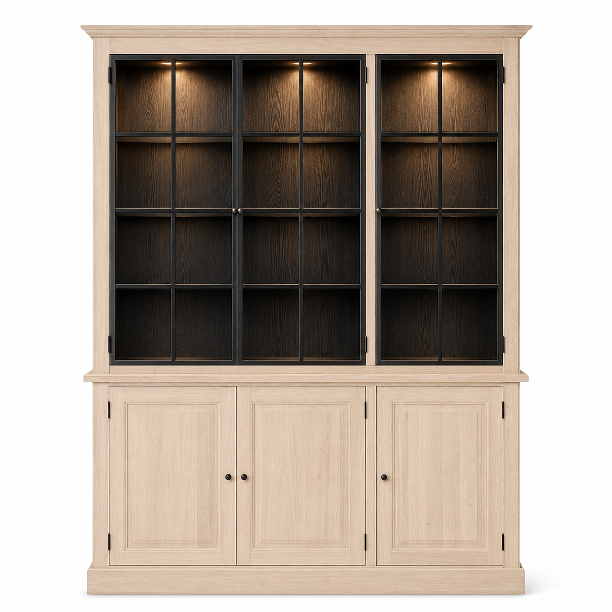 Display Cabinet Wexford - 3 Glass Panel Doors - White Oiled Oak