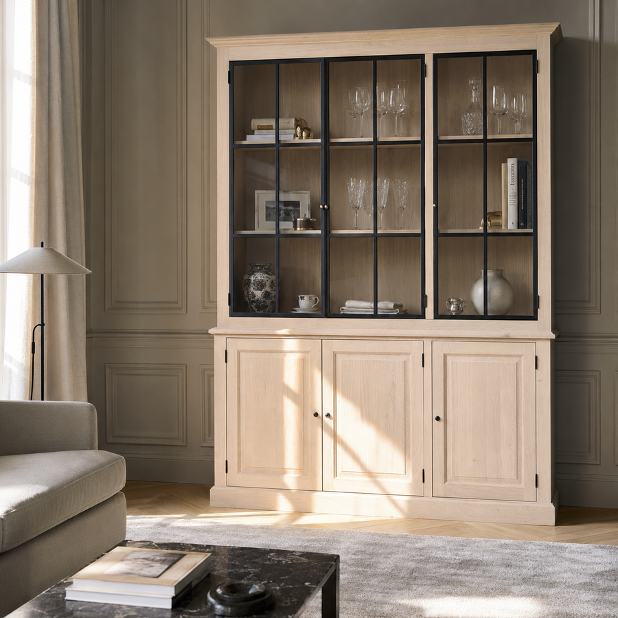 Display Cabinet Wexford - 3 Glass Panel Doors - White Oiled Oak
