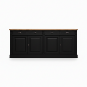 Sideboard Wexford - Solid Oak & Black - 4 Doors