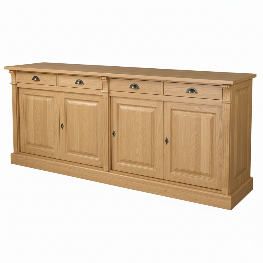 Wexford Sideboard - Solid Oak Top & Base | Klassisches 4-Türer-Lagerschrank | Marcottestyle