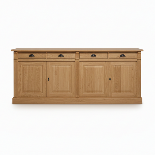 Wexford Sideboard - Solid Oak Top & Base | Classic 4-Door Storage Cabinet | Marcottestyle