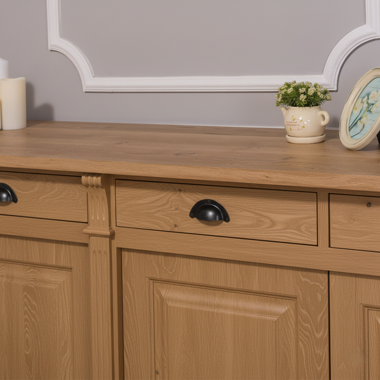 Wexford Sideboard – Solid Oak Top & Base | Classic 4-Door Storage Cabinet | Marcottestyle