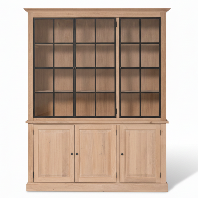 Wexford Display Cabinet - Natural Oak with 3 Glass Panel Doors