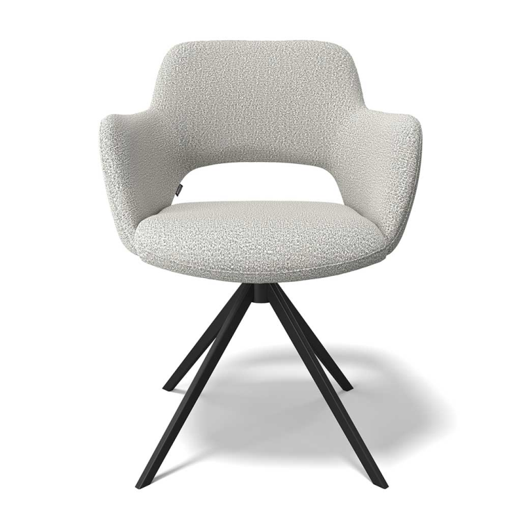 Julien Dining Chair - Oasis 196 Fabric - Black Swivel Base - 59 x 59 x 81 cm