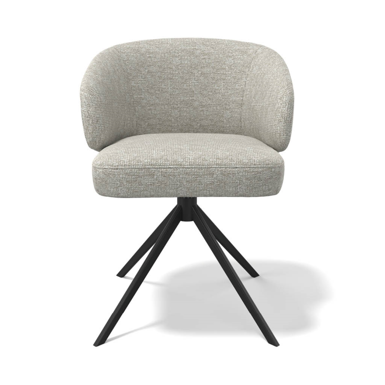 Speisestuhl Elise - Light Grey Lodge Fabric & Black Swivel Base - 60 x 60 x 80 cm