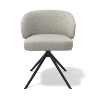 Dining Chair Elise - Light Grey Lodge Fabric & Black Swivel Base - 60 x 60 x 80 cm