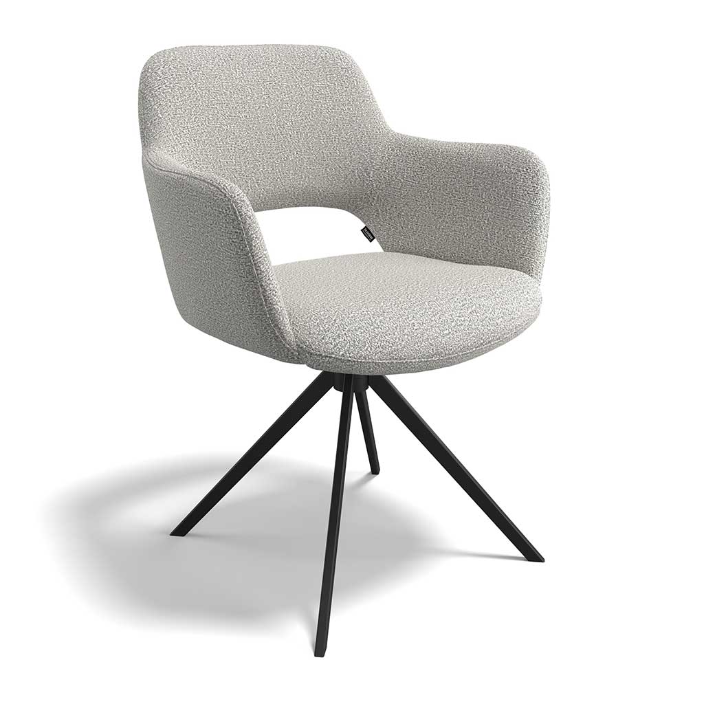 Julien Dining Chair - Oasis 196 Fabric - Black Swivel Base - 59 x 59 x 81 cm