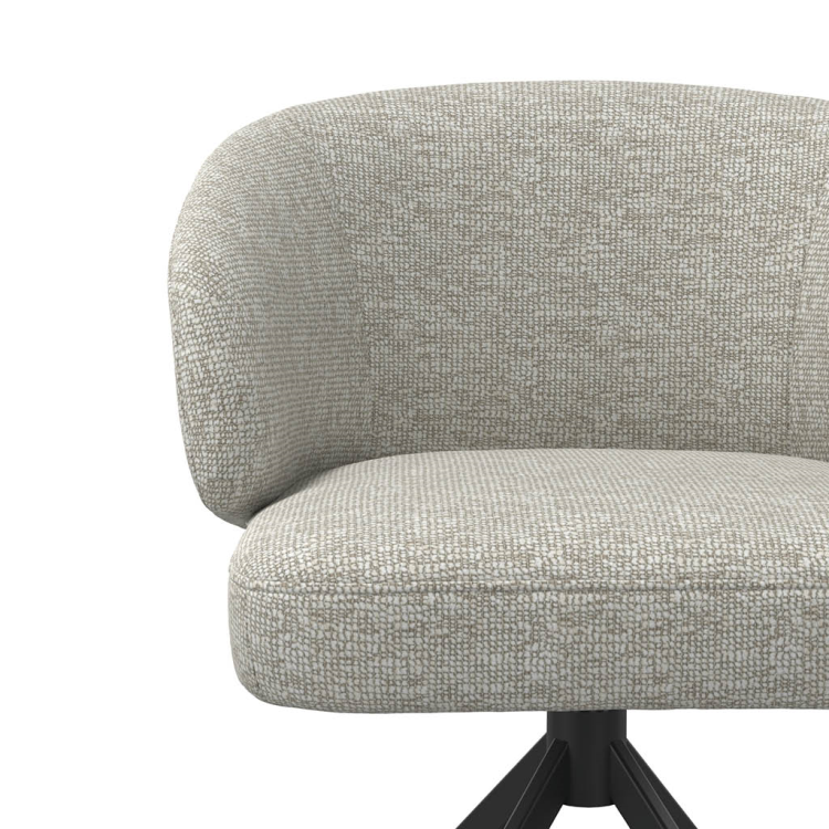 Speisestuhl Elise - Light Grey Lodge Fabric & Black Swivel Base - 60 x 60 x 80 cm