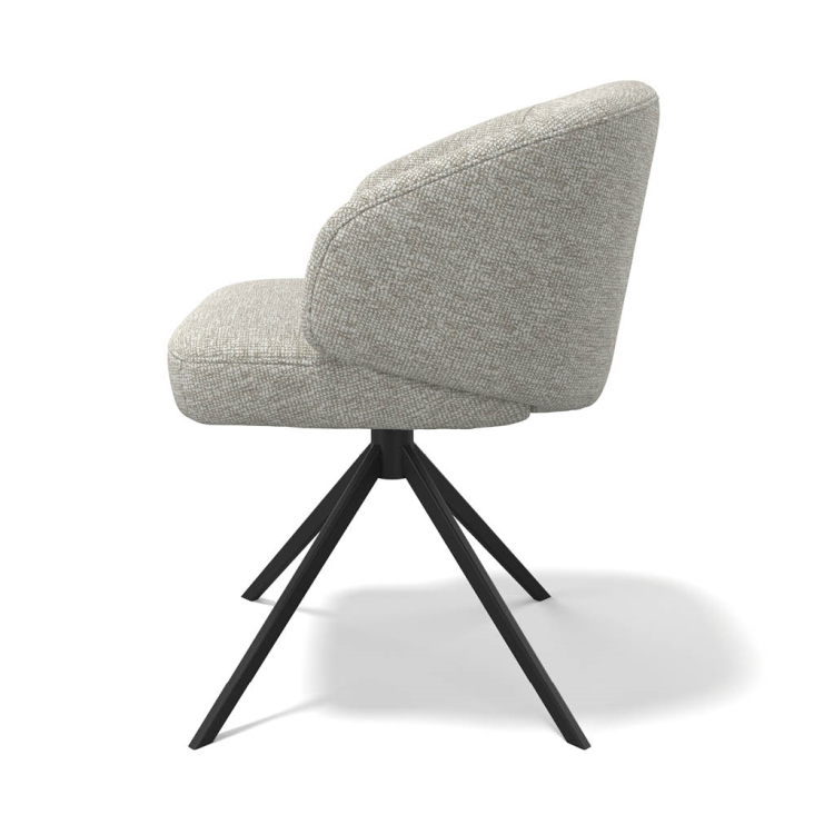 Speisestuhl Elise - Light Grey Lodge Fabric & Black Swivel Base - 60 x 60 x 80 cm