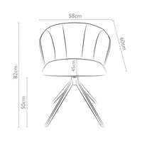 Dining Chair Bolzano - B402 Smog Leather & Black Swivel Base - 58 x 60 x 82 cm