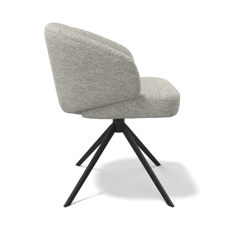 Speisestuhl Elise - Light Grey Lodge Fabric & Black Swivel Base - 60 x 60 x 80 cm