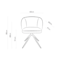 Dining Chair Elise - Light Grey Lodge Fabric & Black Swivel Base - 60 x 60 x 80 cm