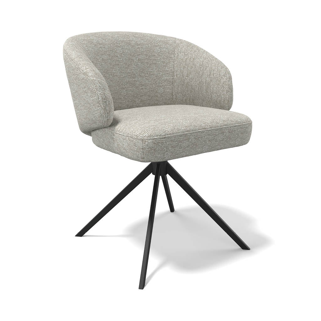 Speisestuhl Elise - Light Grey Lodge Fabric & Black Swivel Base - 60 x 60 x 80 cm