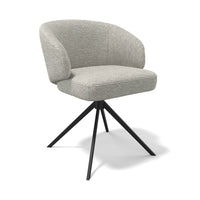 Dining Chair Elise - Light Grey Lodge Fabric & Black Swivel Base - 60 x 60 x 80 cm