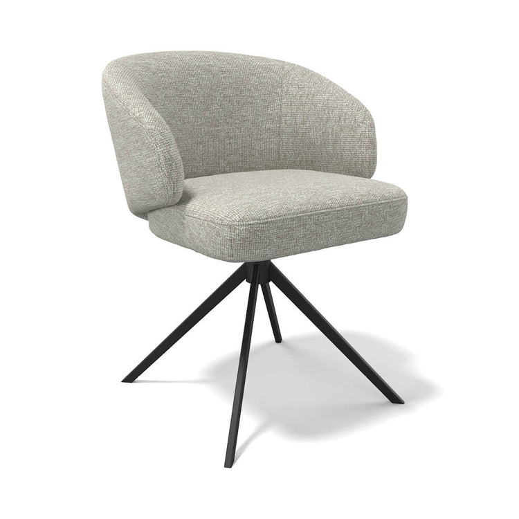 Speisestuhl Elise - Light Grey Lodge Fabric & Black Swivel Base - 60 x 60 x 80 cm