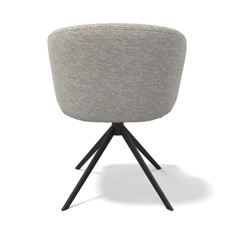 Speisestuhl Elise - Light Grey Lodge Fabric & Black Swivel Base - 60 x 60 x 80 cm