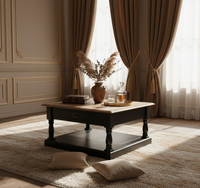 Ashford Table basse - Noir Base avec Chêne Top