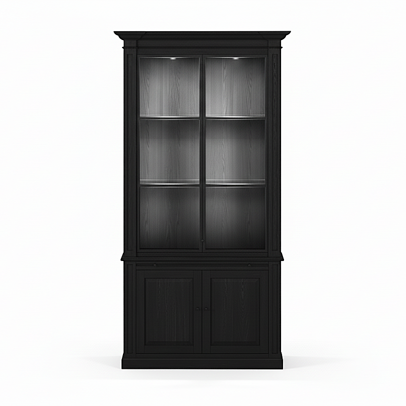 Amber Display Cabinet - Black Oak