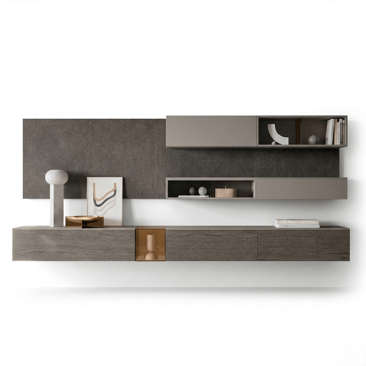 Ardento Italian Floating TV Wall Unit | Modern Designer Media Console with Architectural Shelving - Marcottestyle Shop | Marcottestyle