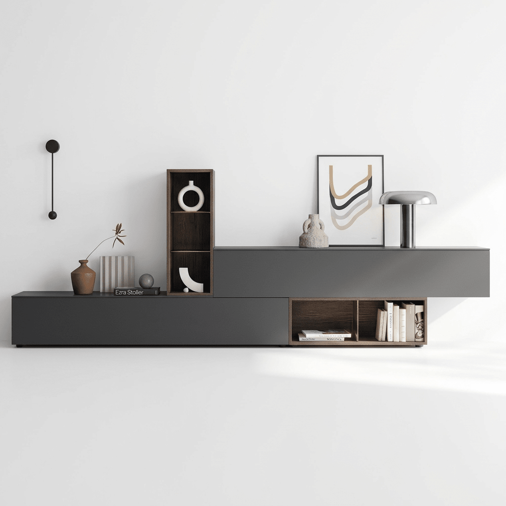 Ardesano Luxury Italian TV Wall Unit | Modern Floating Media Console with Wood Display Storage - Marcottestyle Shop | Marcottestyle