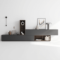 Ardesano Luxury Italienisch TV Wandregal | Modern Schwebend Media Konsole mit Wood Vitrine Storage - Marcottestyle Shop