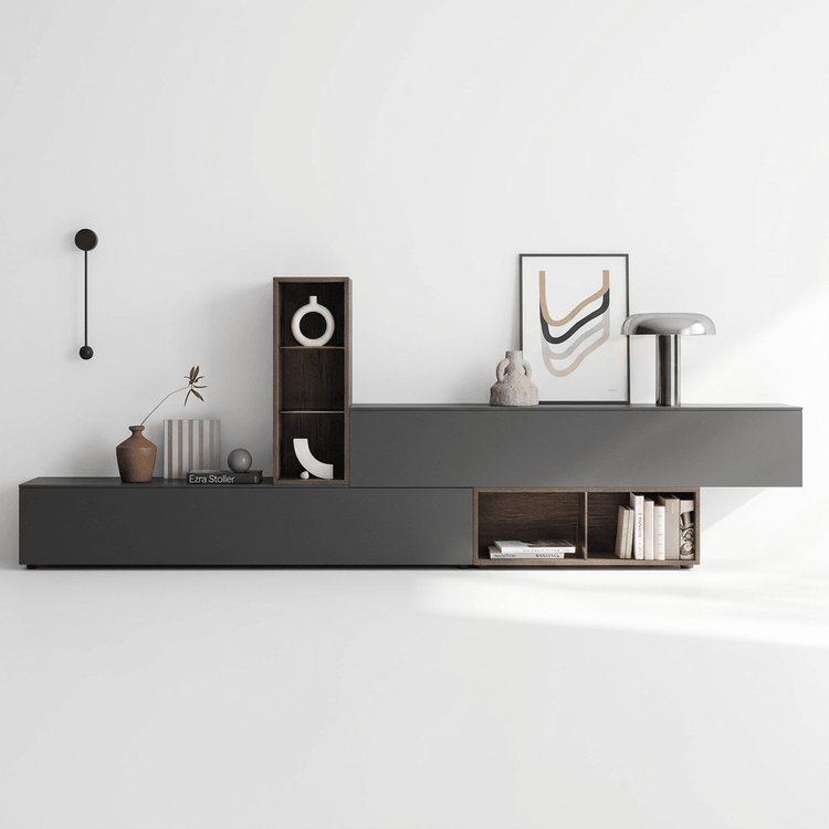 Ardesano Luxury Italian TV Wall Unit | Modern Floating Media Console with Wood Display Storage - Marcottestyle Shop | Marcottestyle