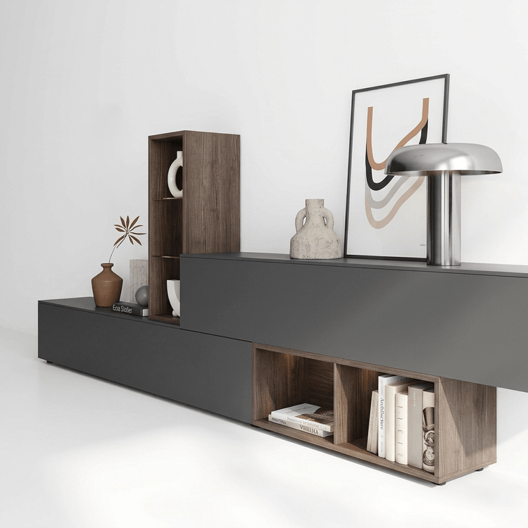 Ardesano Luxury Italian TV Wall Unit | Modern Floating Media Console with Wood Display Storage - Marcottestyle Shop | Marcottestyle