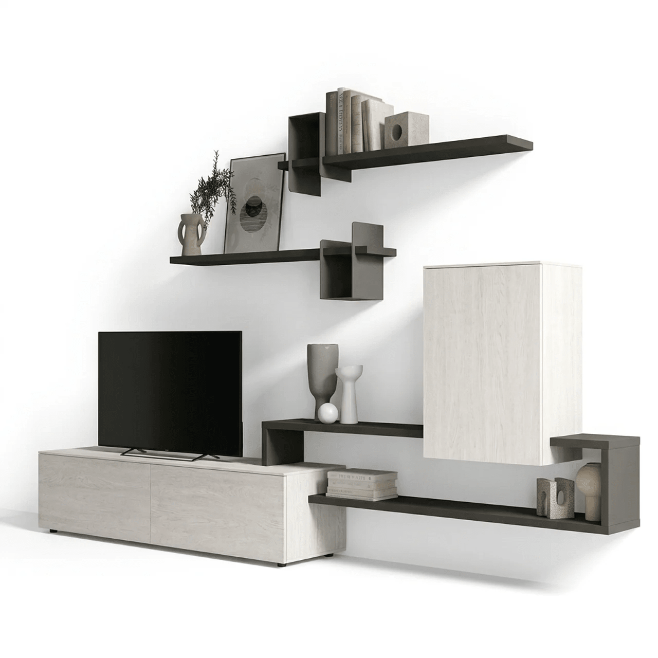 Ardesia Modern Italien TV Étagère murale | Flottant Media Console avec Metal Designer Étagères - Marcottestyle Shop
