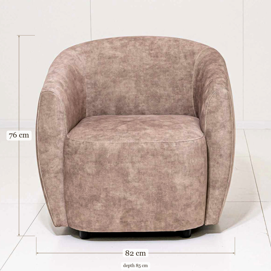 Armchair Bassevelde - Dusty Pink - 82 x 85 x 76 cm | Marcottestyle