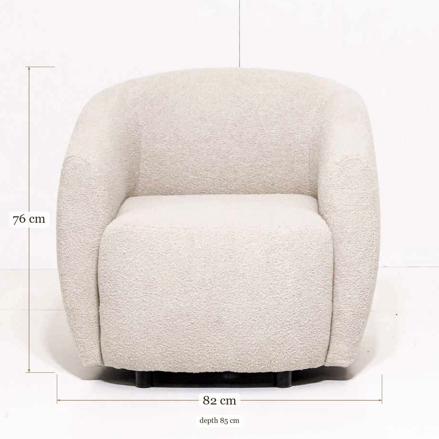 Armchair Bassevelde - Light Cream Beige - 82 x 85 x 76 cm | Marcottestyle