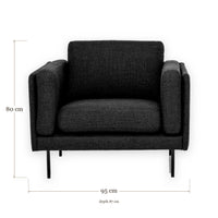 Armchair Wortegem - Charcoal - 95 x 87 x 80 cm | Marcottestyle