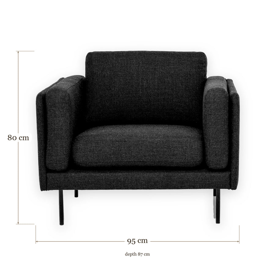 Armchair Wortegem - Charcoal - 95 x 87 x 80 cm | Marcottestyle