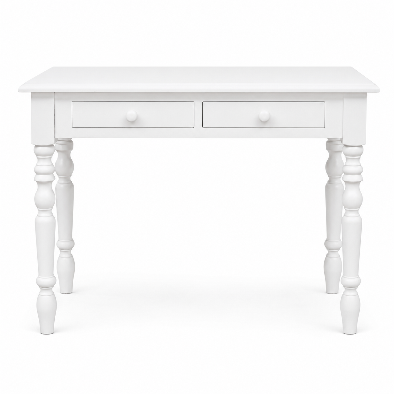 Auray desk in white, front view on white background