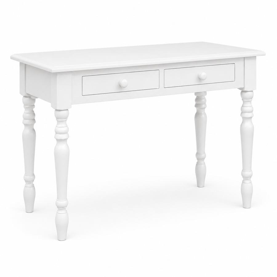 Auray desk in white, three-quarter angle view