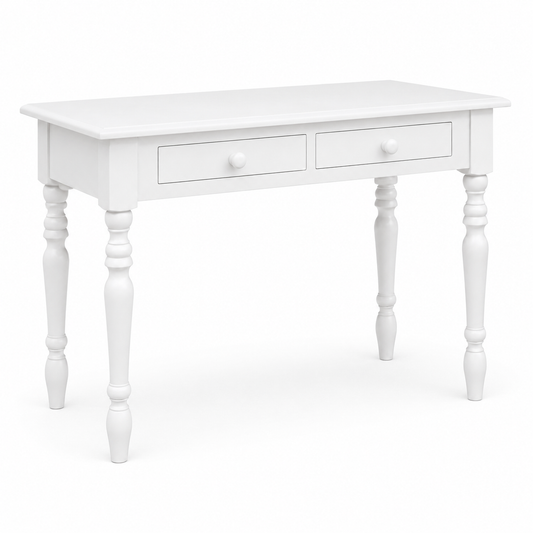 Auray desk in white, three-quarter angle view