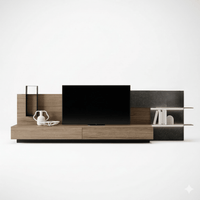 AuroraStone Modern Floating TV Unit with LED Shelf & Wood Media Console - Marcottestyle Shop