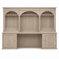 Country solid oak Bandol bar cabinet with arched glass-rack niches, 300 cm wide, front view