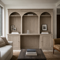 Country solid oak Bandol bar cabinet styled in a living room, 300 cm wide