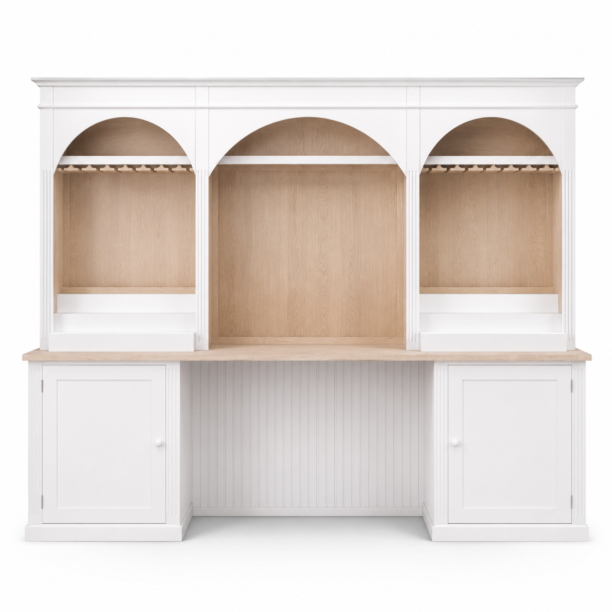 Bandol bar cabinet in white, front view on white background