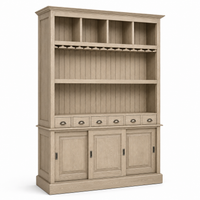Bergerac bar cabinet in solid oak, three-quarter angle view