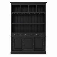 Bergerac bar cabinet in black, front view on white background